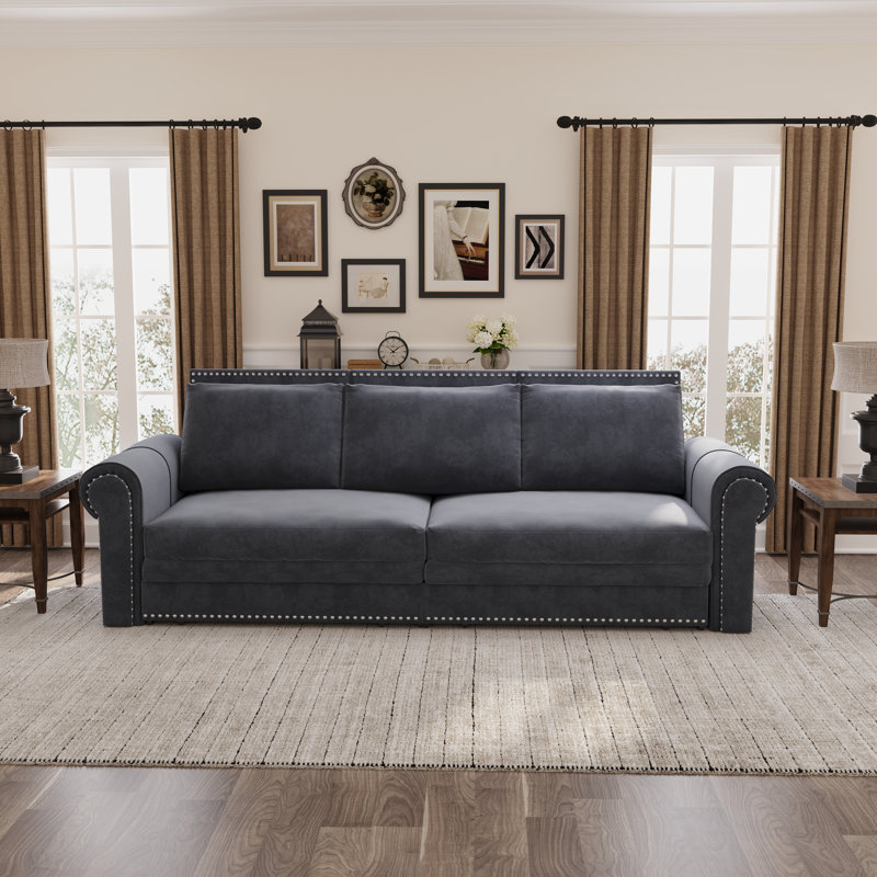 Chesterfield Sofa,Pull Out Sofa Bed,3-In-1 Velvet Convertible Sleeper Sofa With Nailhead Trim & Rolled Arm,Multi-Functional Sofa Bed For Living Room,Bedroom,Apartment,Office