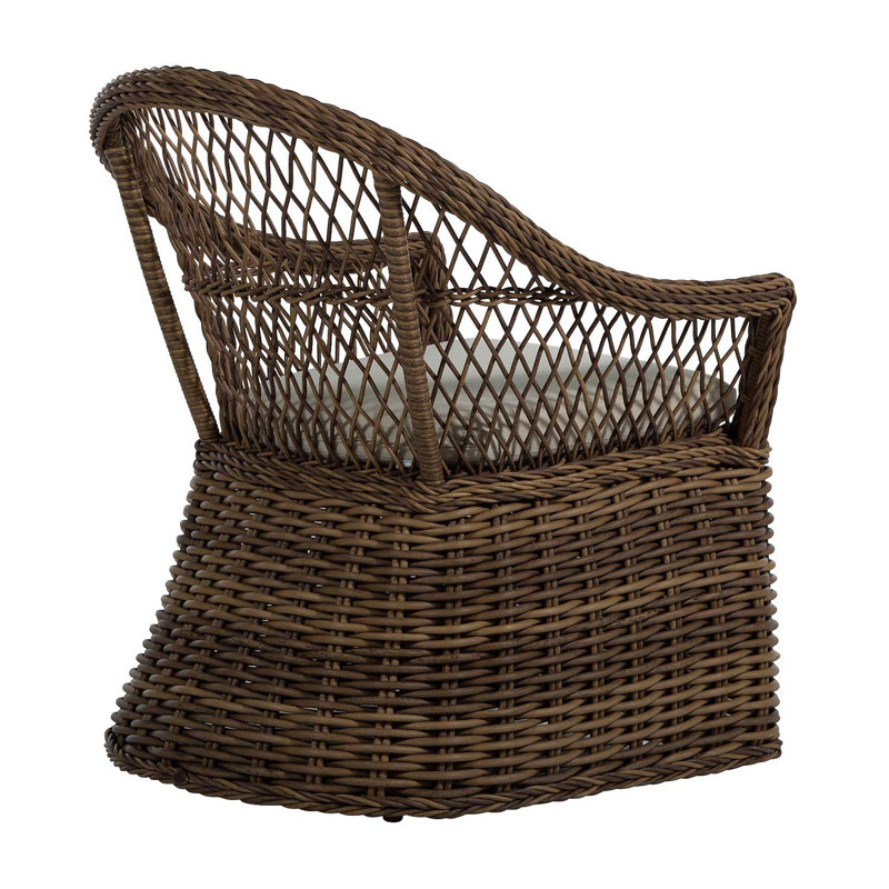 Soho Woven N-Dura Resin Wicker Outdoor Arm Chair, No Welt, Cast Mist, Soho #83 Raffia