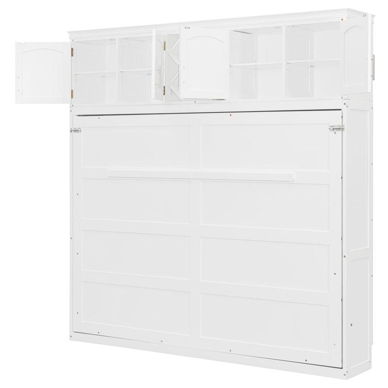 Grands lits escamotables blancs avec armoires supérieures, peu encombrants, style moderne