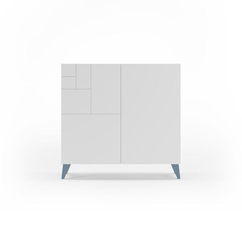 12 Pair Shoe Storage Cabinet, White/Blue