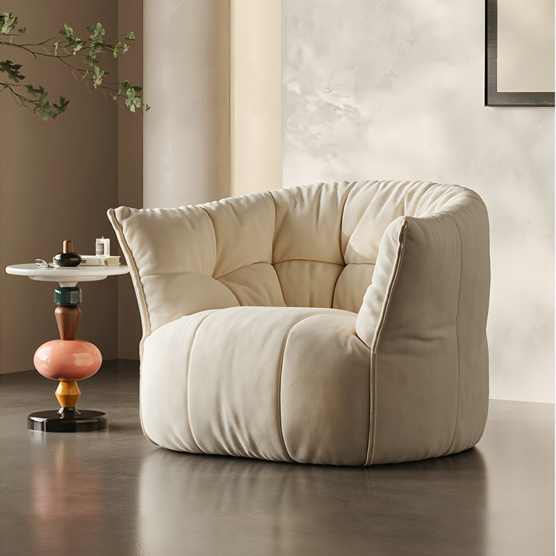 Upholstered Accent Chair, Cream Suede