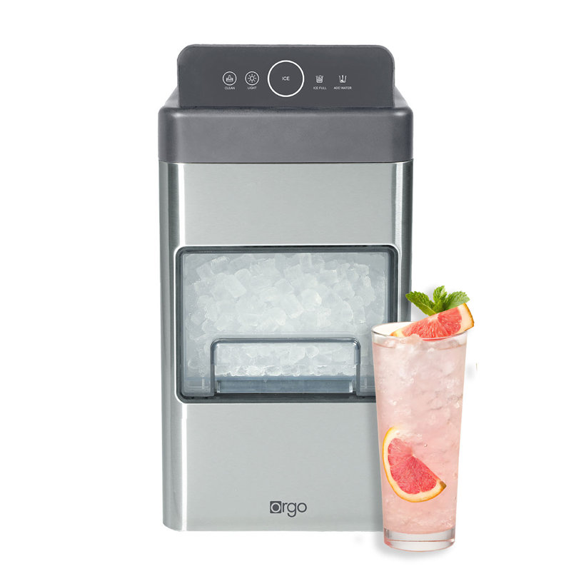 Orgo The Nugget Countertop Ice Maker, Makes 33 Lbs. In 24 Hours, Nugget Shaped In 2 Sizes, Stainless Steel Ice Maker Ready In 10 Minutes, Self-cleaning, Includes Scoop, Rgn3505, Gray