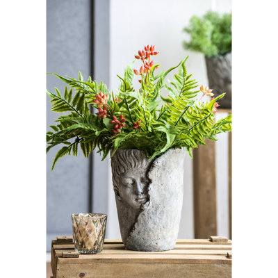 Sleep Face Accent Planter , 2 Pieces, 8.5 - Inch Size, Cement, Antique Gray, Fit For Medium Sized Plant Beautifications Of Cement Planters, Inches Tall, Suitable Groupings