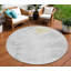 Tapis extérieur rond lavable abstrait gris argenté et ivoire 8 pi