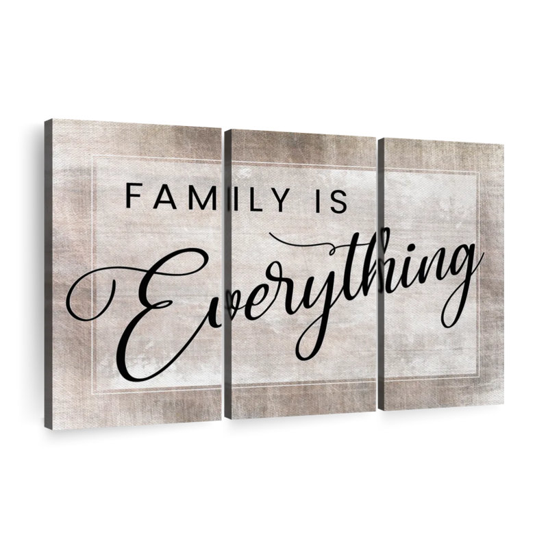 "Family And Home Typographie" Family Is Everything Quote, H 32 po x l 50 po x P 1,25 po