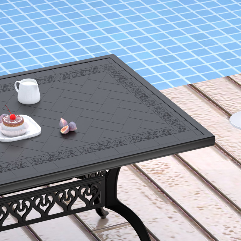 Table de salle à manger rectangulaire en aluminium coulé L 59,06 po L 35,43 po Selzer