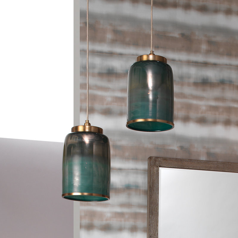 Luminaire suspendu inversé 1 lumière Taza, Turquoise