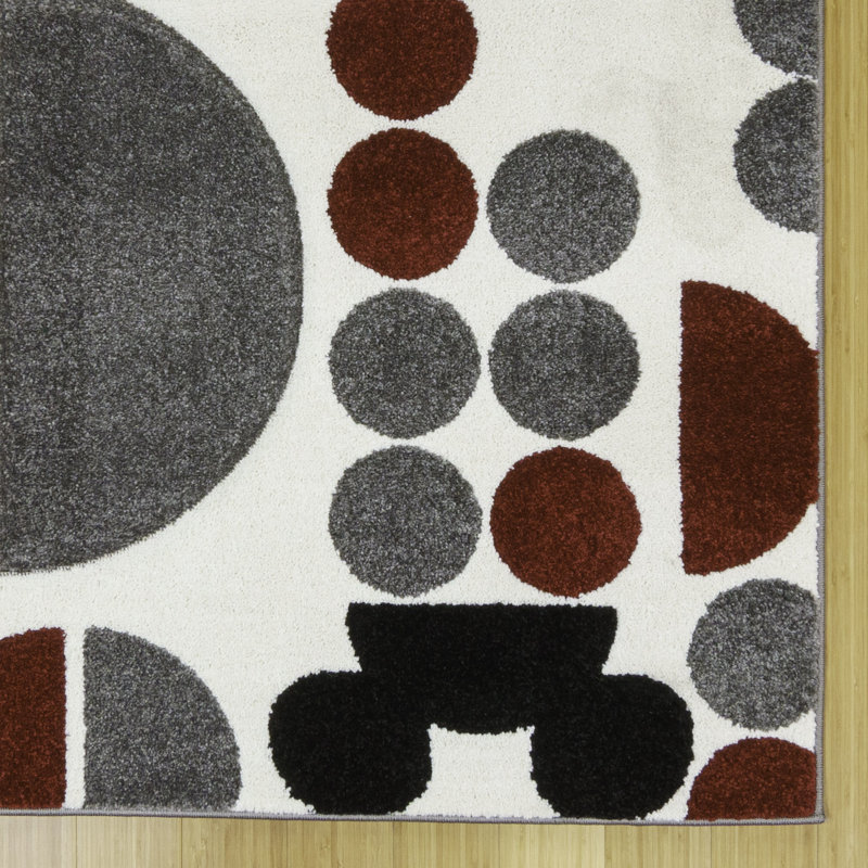 Mickey's Funhouse Geometric Red Synthetic 8'x10' Kids Area Rug