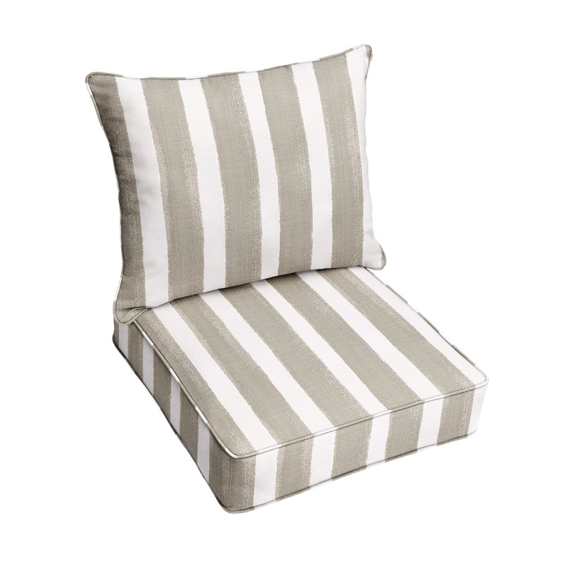Gia Striped Indoor/Outdoor Seat/Back Lounge Chair Cushion, 23" W  x 27" D