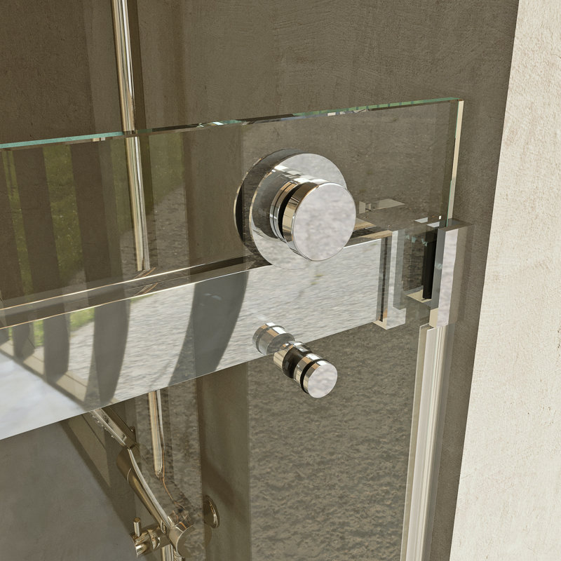 Opal Mirage MCOCOD 54" W x 76" H Double Smooth Sliding Frameless Shower Door with 3/8" (10mm) Clear Glass, Chrome