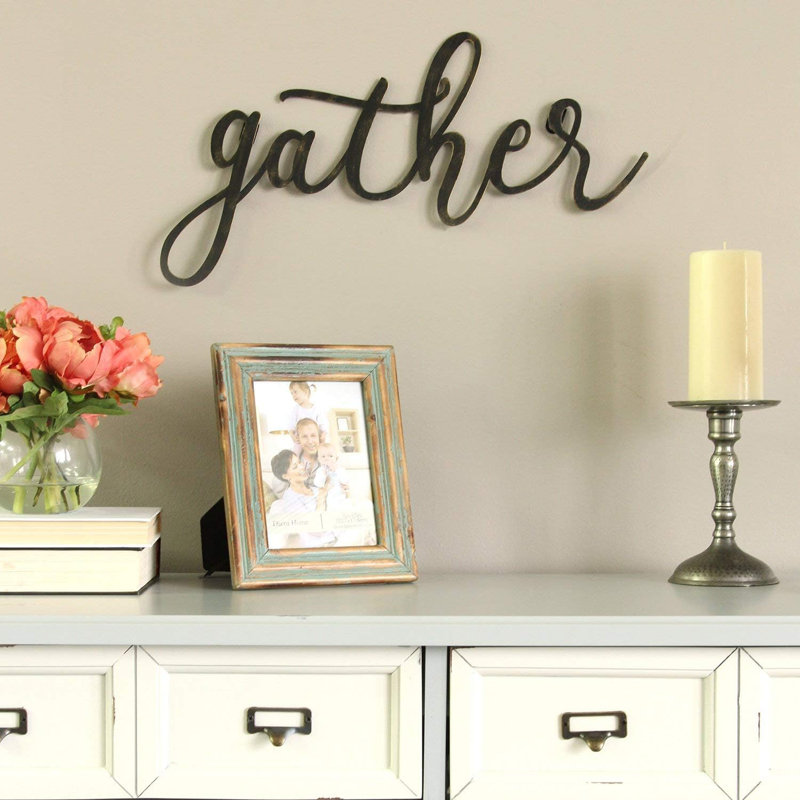 Black Gather Metal Script Wall Décor