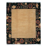 Wool Geometric Area Rug in Black/Gold