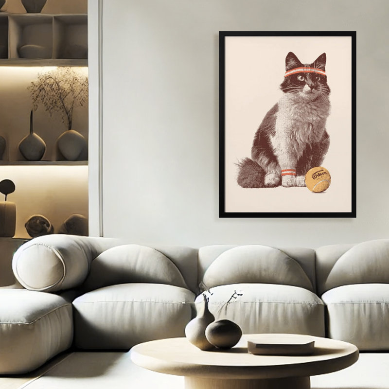Chat Tennis Print by Florent Bodart, 20" H x 16" W