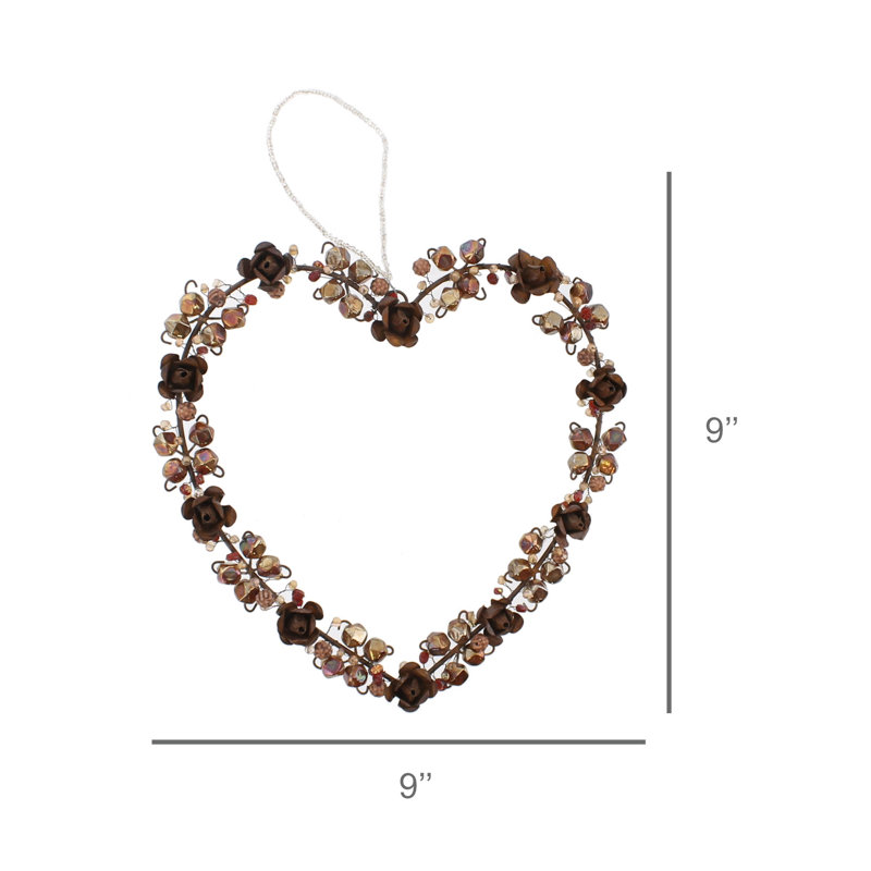 Roses and Beads Heart Wreath