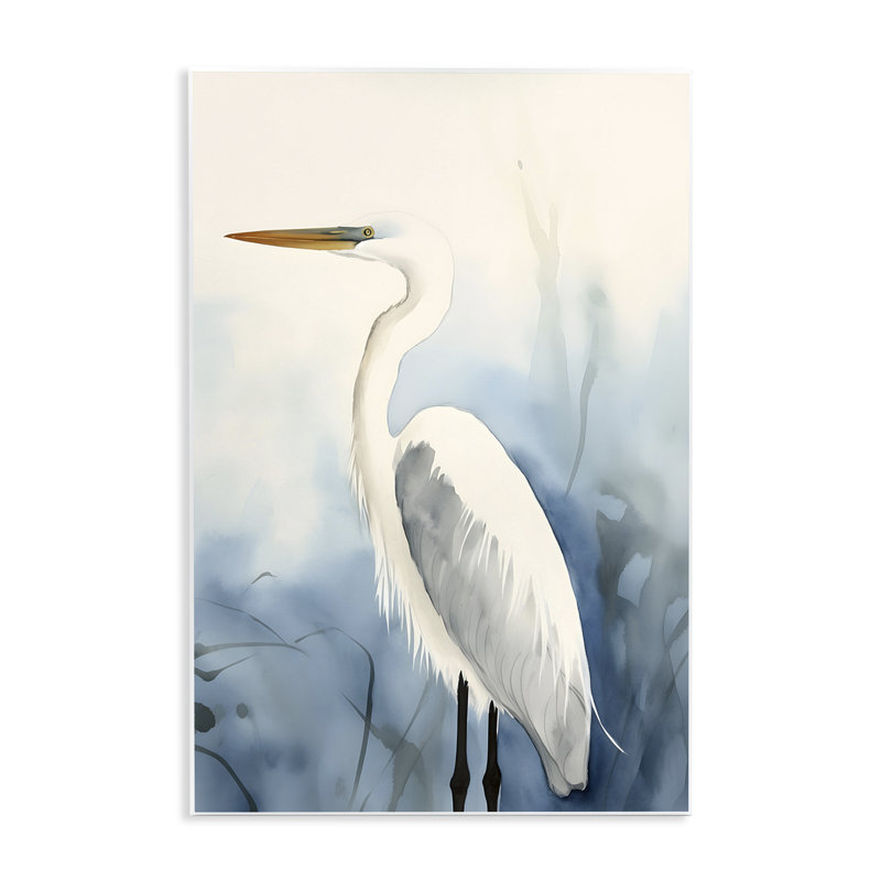 Art mural Egret Beach Bird par Petal Prints Design, H 19 po x l 13 po