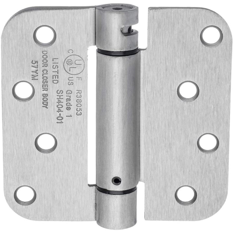 4'' Satin Nickel Adjustable Spring Door Hinges with 5/8'' Radius