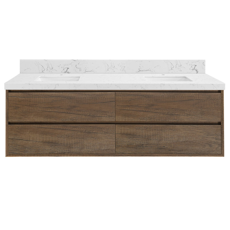 Meuble-lavabo mural 72 po 72 po, Noyer, 72"