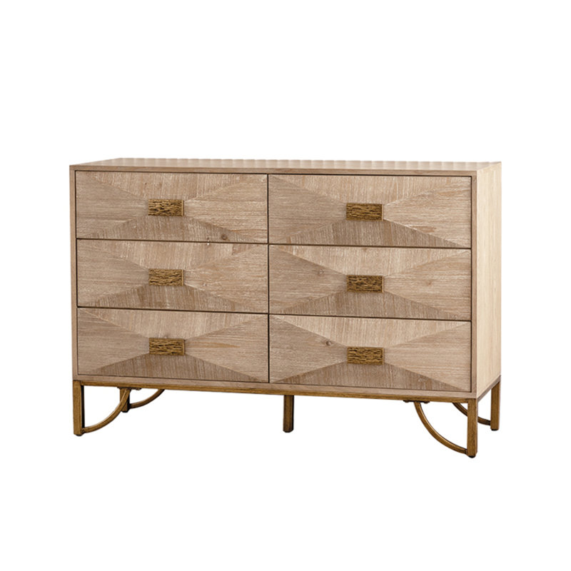 Commode moderne à 6 tiroirs avec tiroirs coulissants lisses et fabrication durable pour un rangement polyvalent
