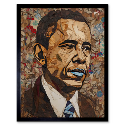 Barack Obama Collage Art Portrait Artwork Framed Wall Art Print 9X7 Inch