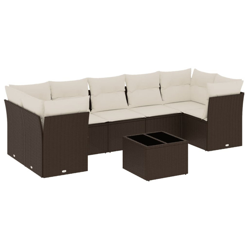 Ensemble de canapé de jardin Vidaxl brun, blanc crème