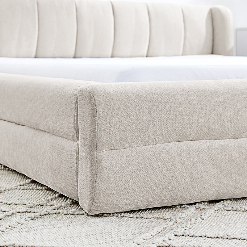 Lit plateforme tapissier, Beige