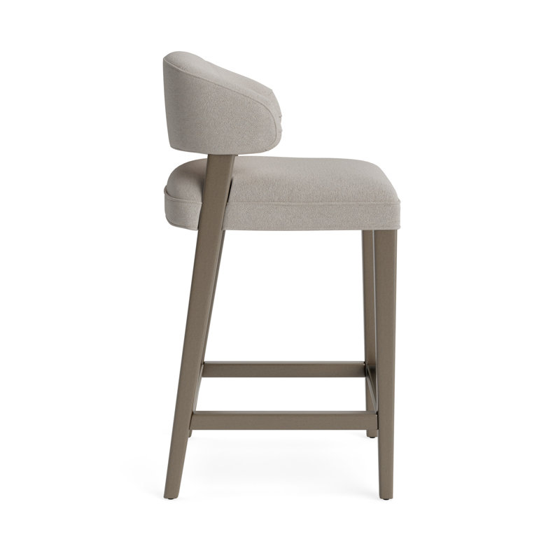 Keane Bar Stool, Performance Boucle - Dove Gray, Driftwood, Bar Stool (30” Seat Height)
