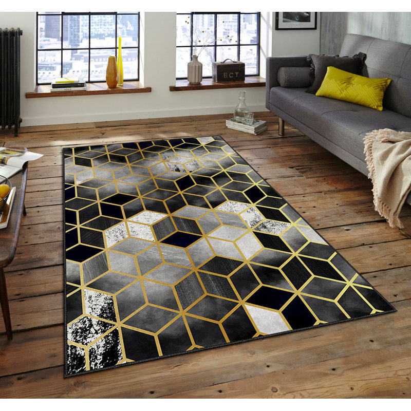 Luxurious Velvet Area Rug, 4.6 x 7.2 Feet | 100% Polyester, 740 g/m² | Non-Slip Felt Dot Underside, Machine Washable | Digital Print Design, Easy to Clean, Perfect for Living Room & Bedroom Décor
