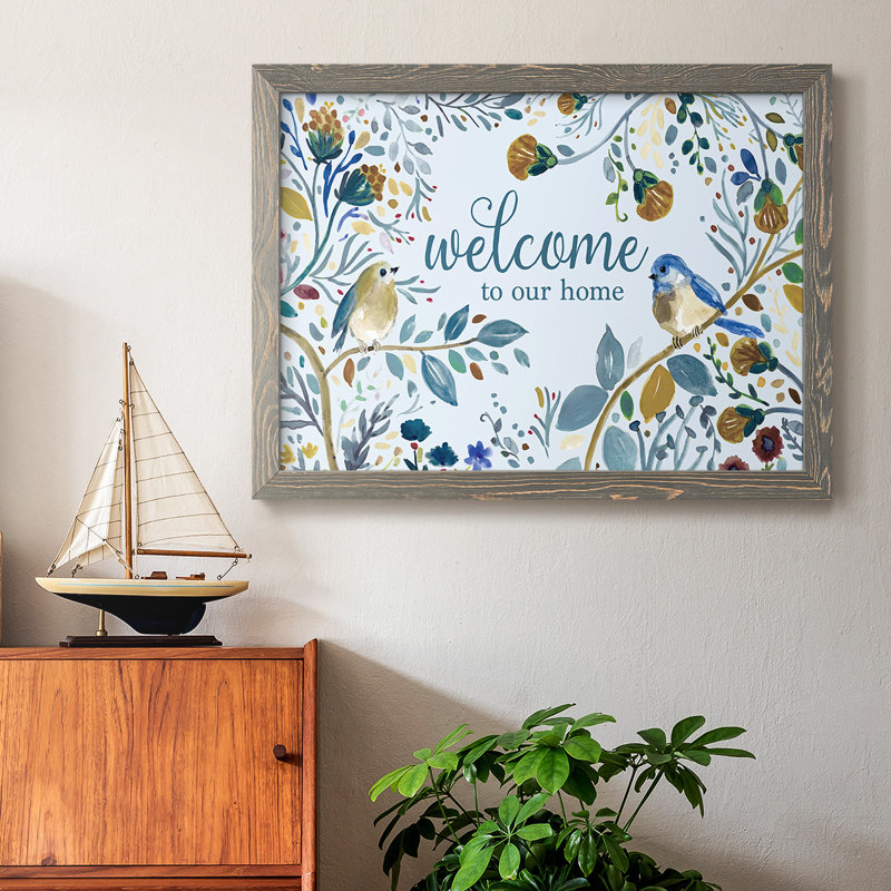 Welcome to our home, reproduction d'art sur toile, H 22 po x l 32 po x P 1,5 po, Gris