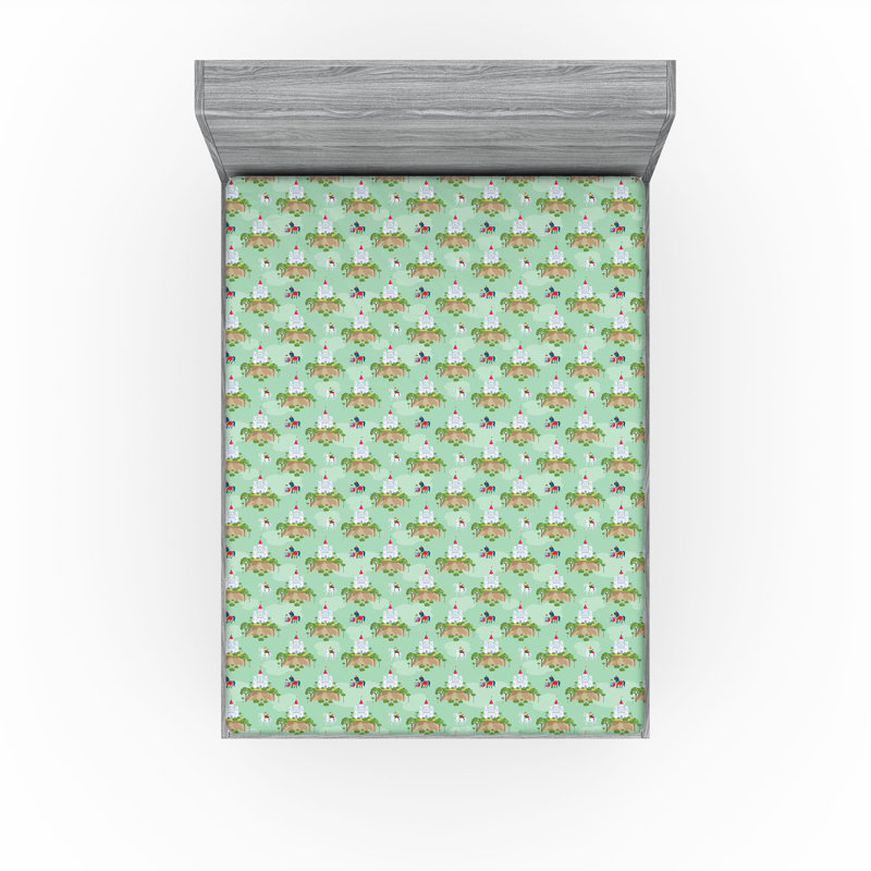 Ensemble de 2 draps-housse dégradés Ambesonne bleu sarcelle très clair bleu pâle et blanc, Multicolore / floral 12