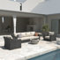 Ensemble modulaire de patio en osier pour 6 personnes avec coussins Eloisa