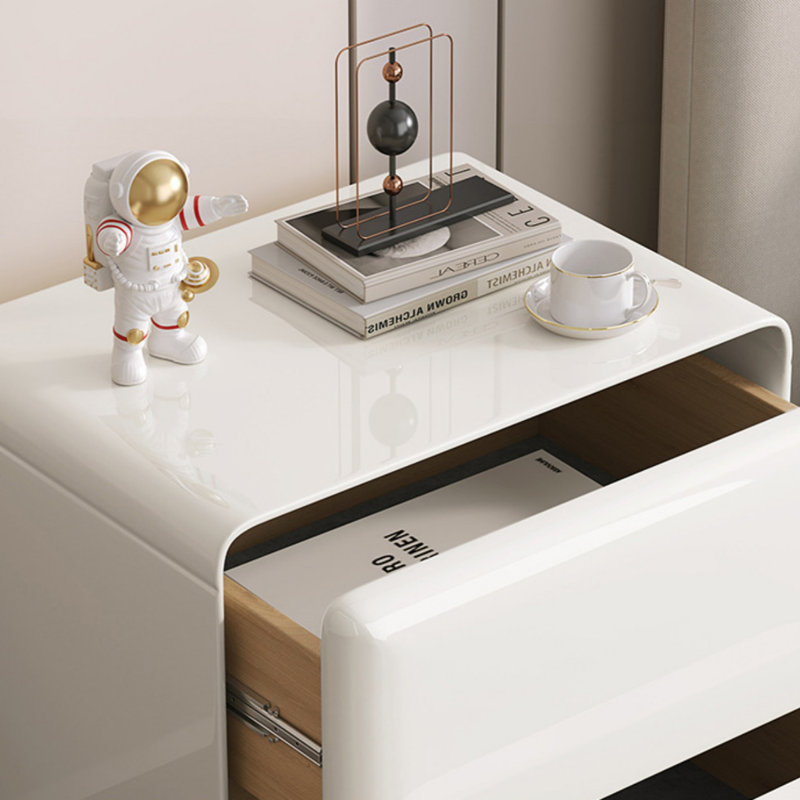 Table de chevet à deux tiroirs en bois massif blanc cassé de 19,7 pouces, armoire de rangement haut de gamme et table d'appoint de salon