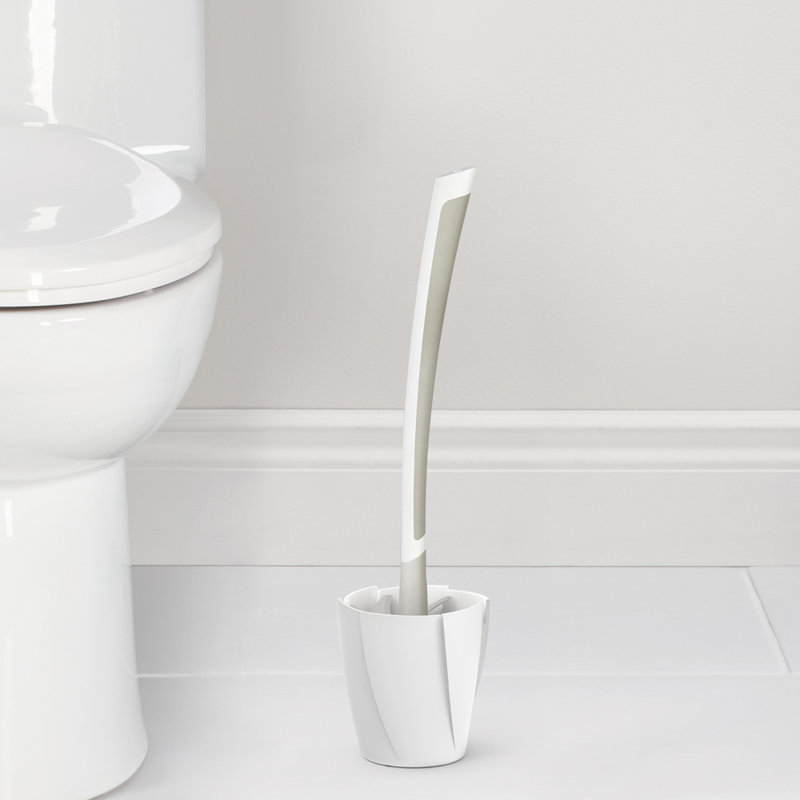 Better Living White Rubber Toilet Brush and Holder