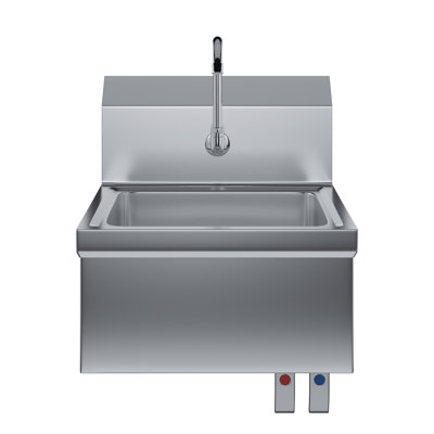 Lavabo à main mural en acier inoxydable 17 po x 15 po avec double genouillère et robinet