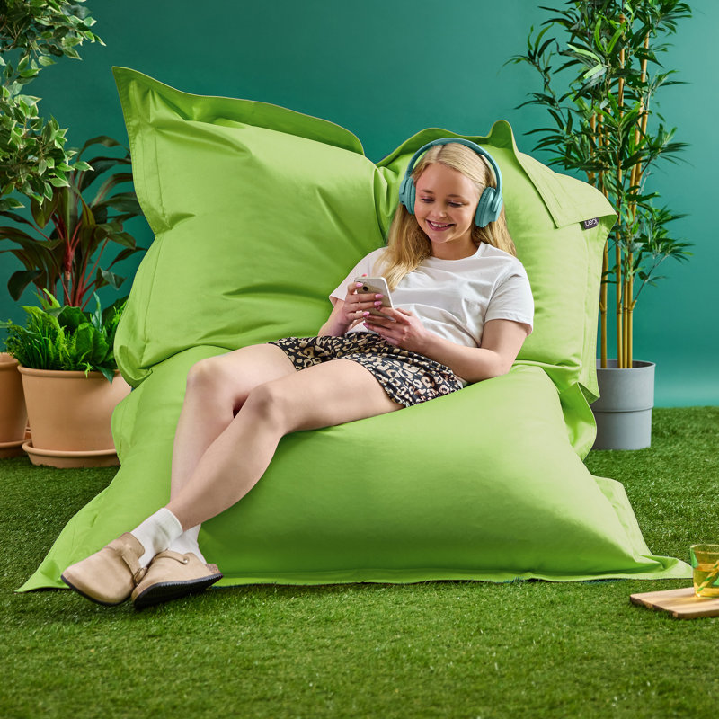Kids Indoor-Outdoor Floor Cushion Bean Bag, Lime Green