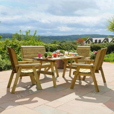Strait 6 - Person Wood Patio Dining Set with Rectangular Table
