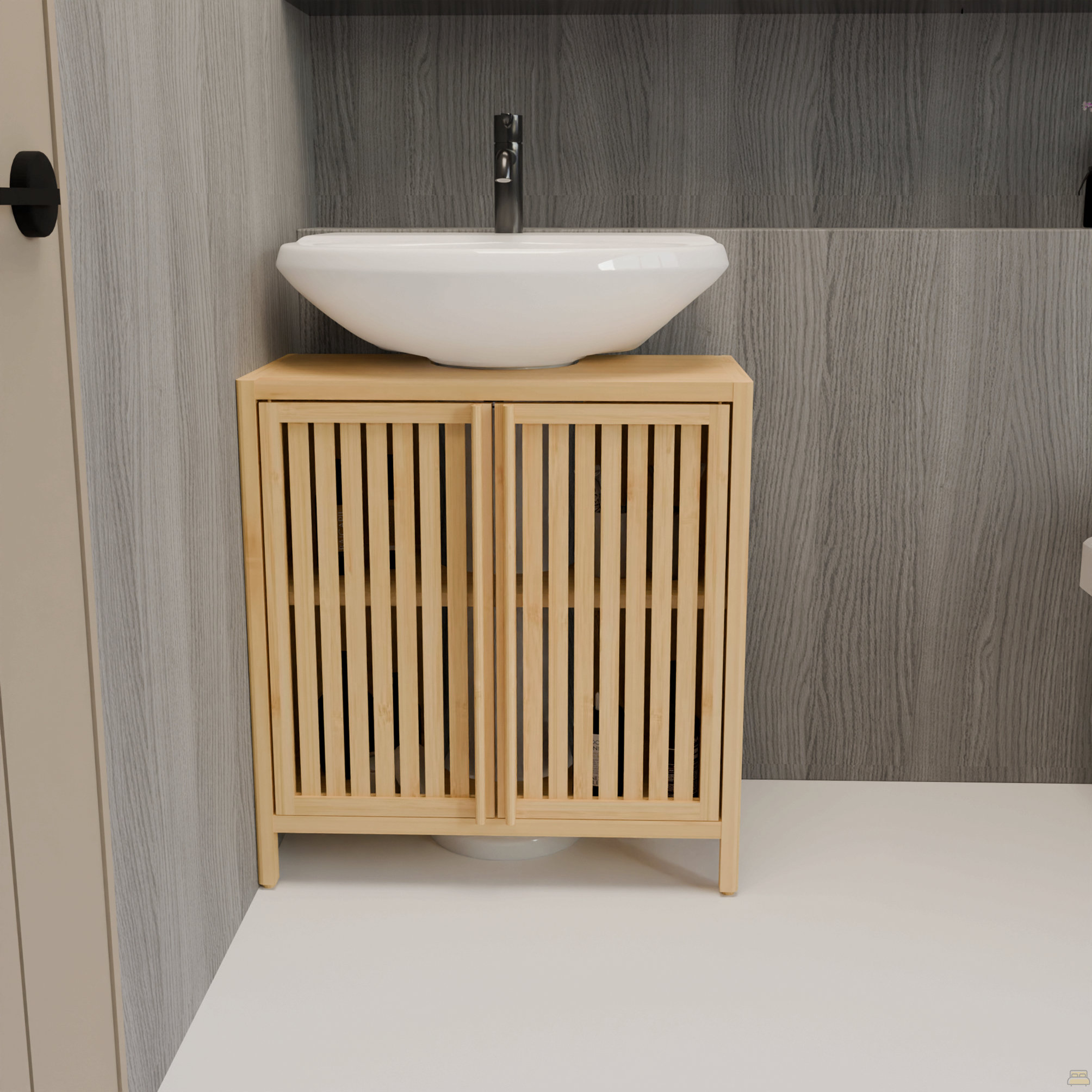 George Oliver Natural Bamboo Large Capacity Basin Cabinet | Wayfair