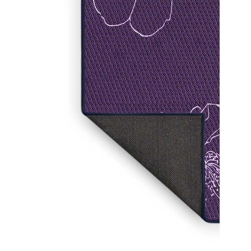 Tapis floral en laine mauve, Rectangle 7 pi x 10 pi