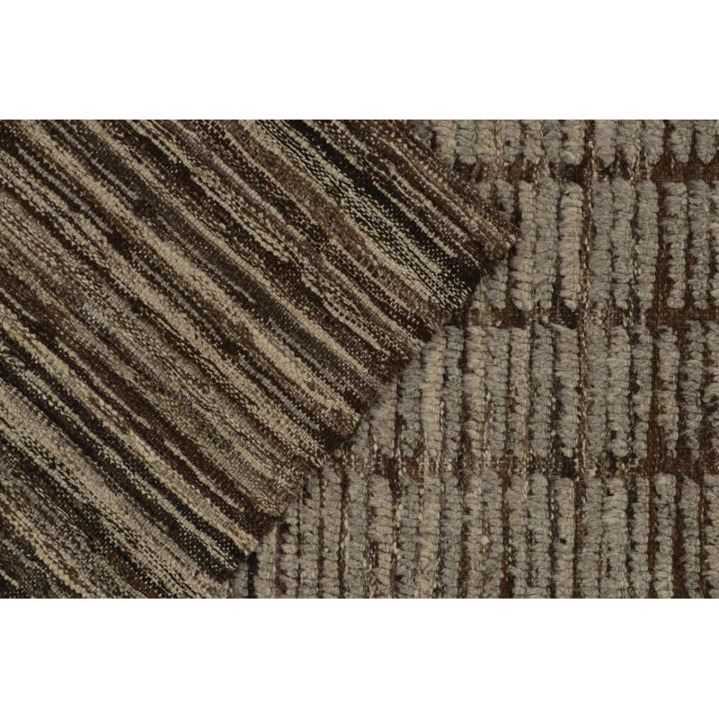 Wool Striped Area Rug in Brown/Gray