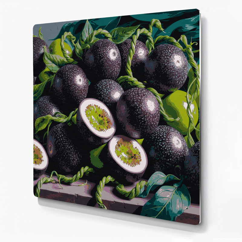 «Fruit Granadilla», art mural en métal gris, H 32 po x l 32 po