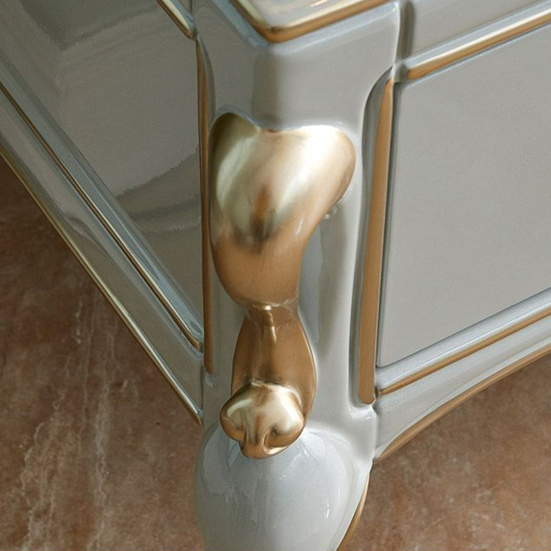 Meuble télé en bois de hêtre massif avec 4 tiroirs, 19.68"H x 78.74"L x 15.74"W