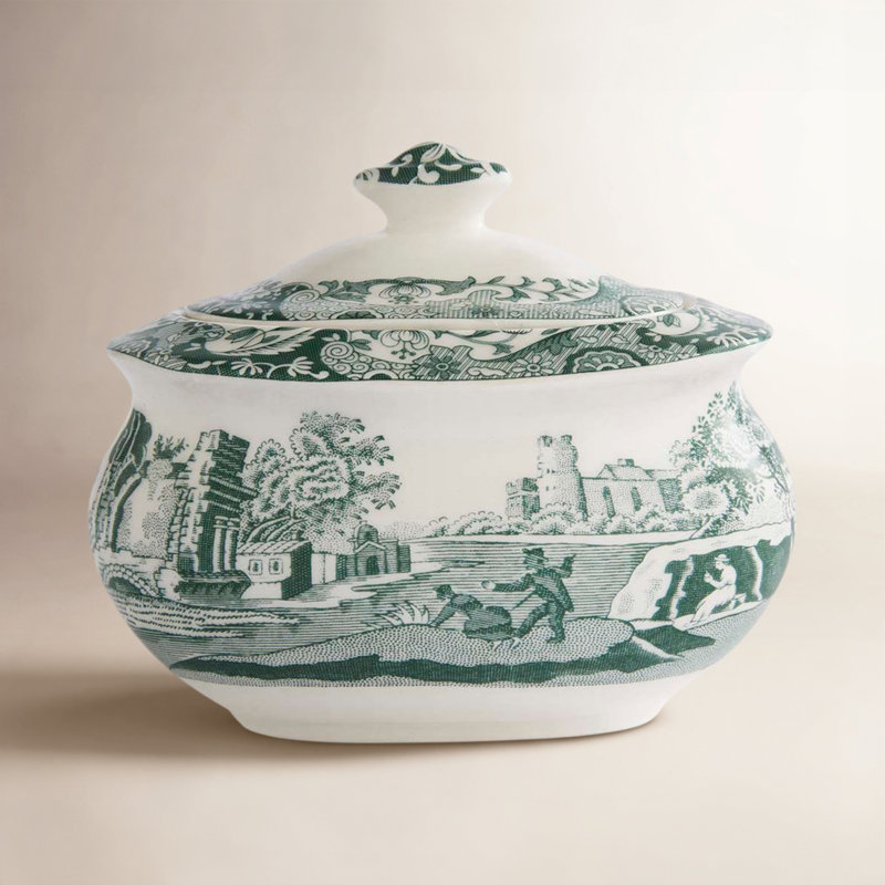 Heritage Green Italian 9 Oz. Covered Sugar Bowl