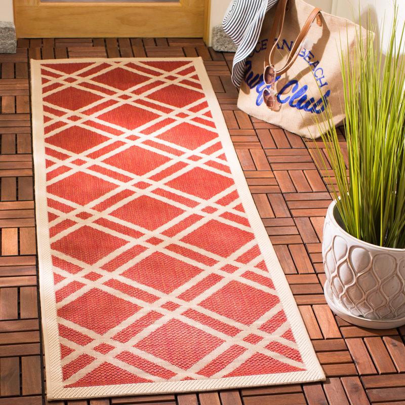 Tapis d'intérieur / extérieur à motif géométrique Hansotto Performance, Tapis de couloir 2 pi 3 po x 6 pi 7 po