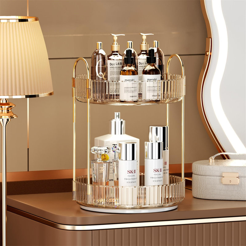 Aviezri Plastic Makeup Organiser, Silver/Brown