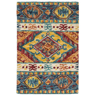 Tapis bleu marine en laine touffeté à la main Vahakn
