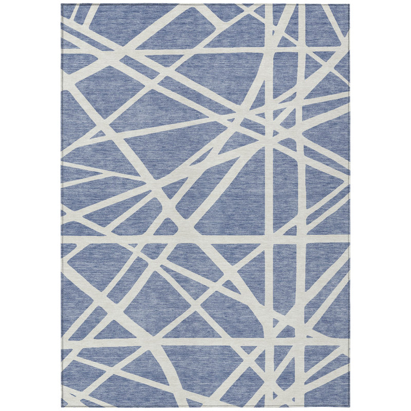 Zephina Denim Washable Indoor-Outdoor Rug - , 9' x 12'