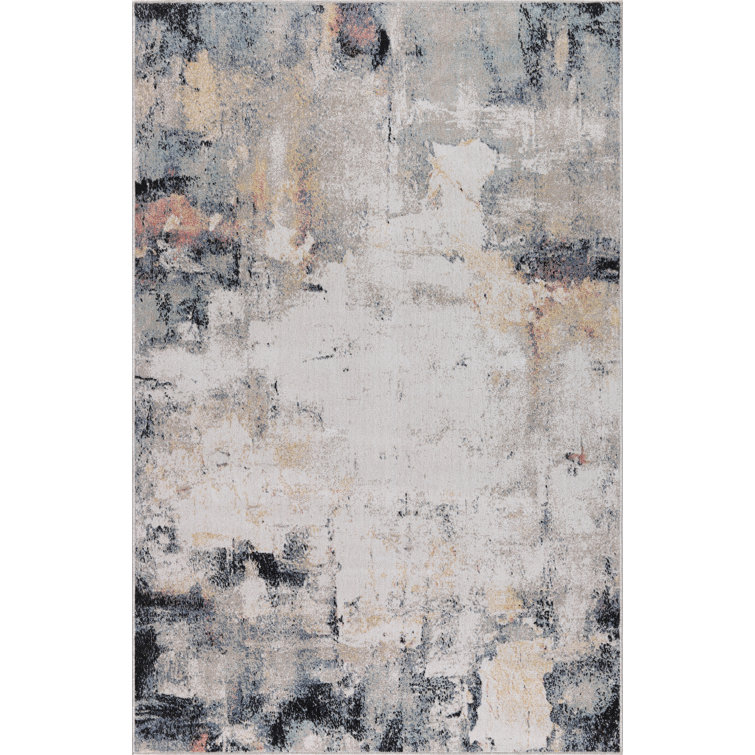 Machine Washable Avery Ivory/Blue Rug