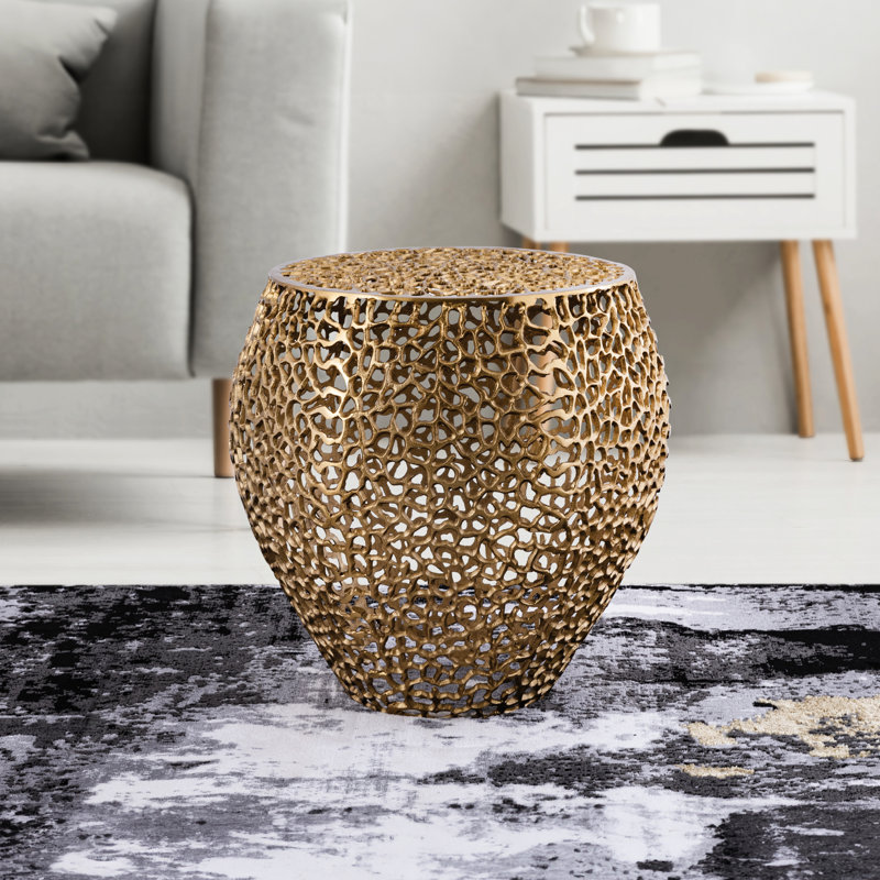 Table d'appoint scintillante dorée avec aluminium - ajout de salon contemporain élégant et moderne, Doré