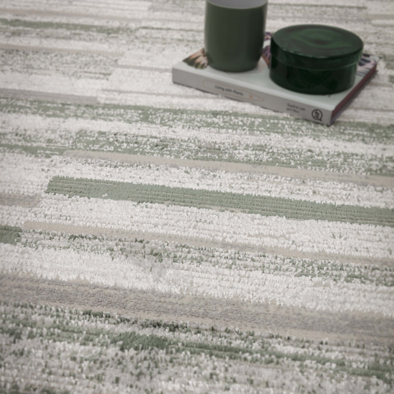 Anandita Stripe Green Area Rug, Rectangle 120 x 160 cm
