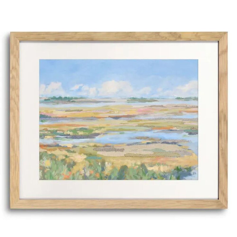 Lazy River 8 Print by Karin Olah, Natural Single Picture Framed Paper, White, 18" H x 22" W