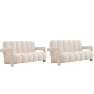 Velvet Fabric Double Sofa Bench Set Of 2 Polyester Blend Upholstered Bench